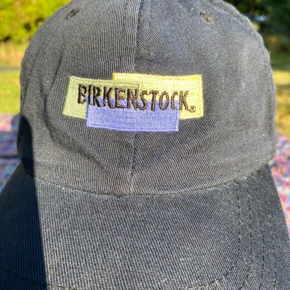 Vtg Birkenstock Hat Strap-back Adjustable Fit Unisex Navy All Cotton Hong Kong - Picture 3 of 9